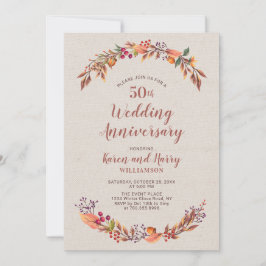 Convite de Aniversário de Casamento de 50 anos Flo