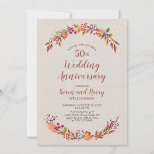 Convite de Aniversário de Casamento de 50 anos Flo
