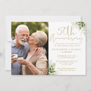 Convite de Aniversário de Casamento de 50 Anos Flo