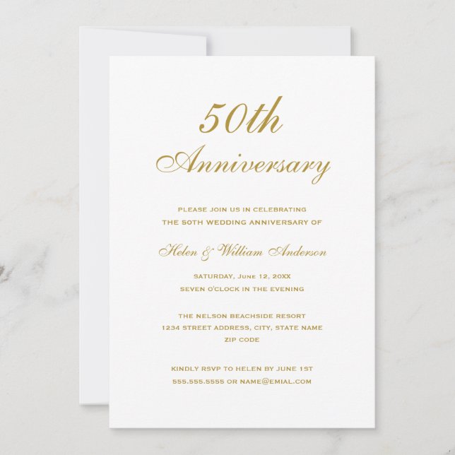 Convite de Aniversário de Casamento de 50 anos Gol (Frente)