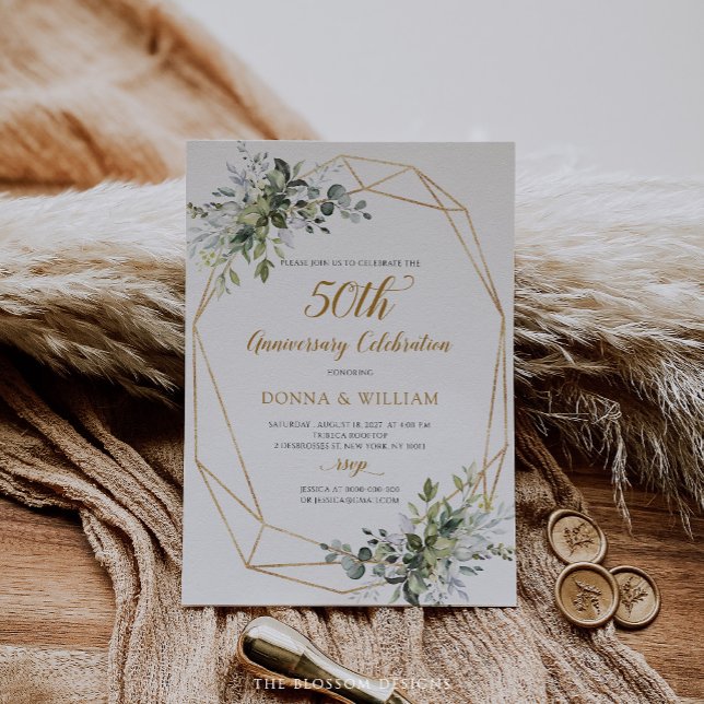 Convite de Aniversário de Casamento de 50 anos Gre (Criador carregado)