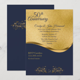 Convite de Aniversário de Casamento de 50 anos Nav