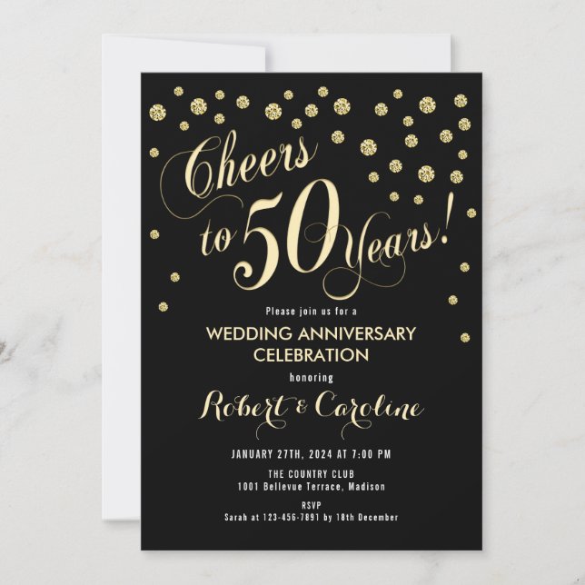 Convite de Aniversário de Casamento de 50 Anos - P (Frente)