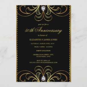 Convite de Aniversário de Casamento de 50 anos Pre