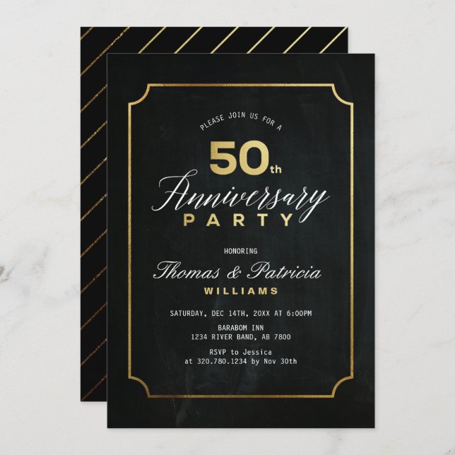 Convite de Aniversário de Casamento de 50 anos Typ (Frente/Verso)