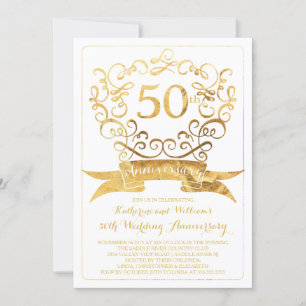 Convite de Aniversário de Casamento de 50 Anos Vin