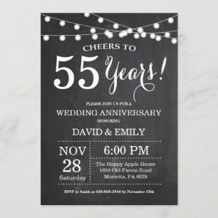 Convite de Aniversário de Casamento de 55 Anos em 