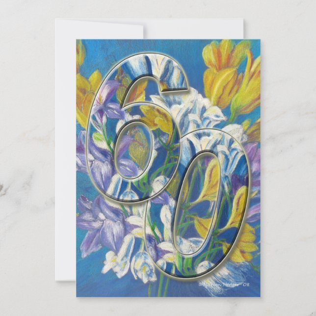 Convite de Aniversário de Casamento de 60 Anos com (Frente)