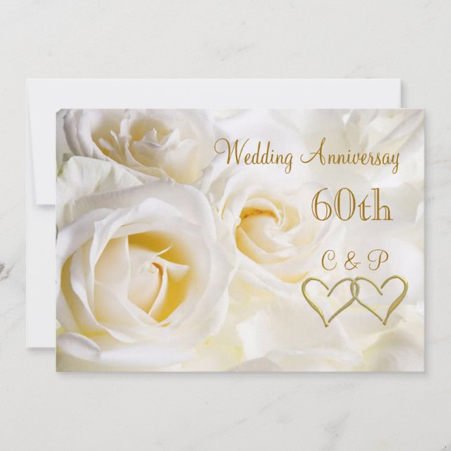 Convite de Aniversário de Casamento de 60 anos com (Frente)