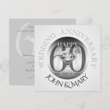 Convite de Aniversário de Casamento de 60 anos Dia