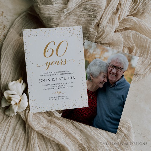 Convite de Aniversário de Casamento de 60 Anos - G (Criador carregado)