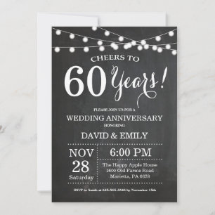 Convite de Aniversário de Casamento de 60 Anos Qua
