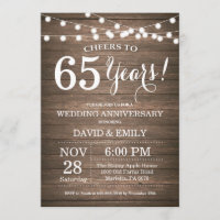 Convite de Aniversário de Casamento de 65 anos em 