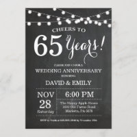 Convite de Aniversário de Casamento de 65 Anos em