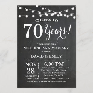 Convite de Aniversário de Casamento de 70 Anos em