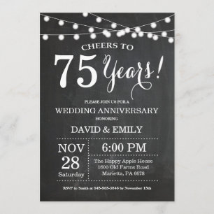 Convite de Aniversário de Casamento de 75 Anos Qua