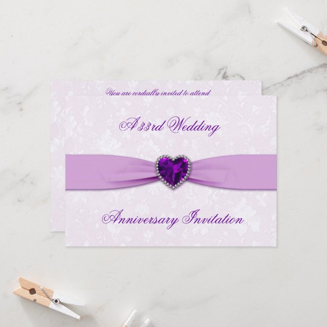 Convite de Aniversário de Casamento de Damasco 33º (Frente/Verso In Situ)