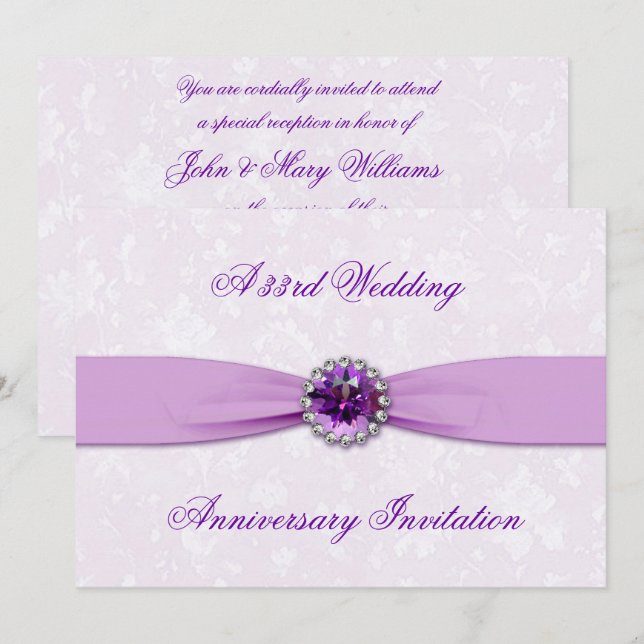 Convite de Aniversário de Casamento de Damasco 33º (Frente/Verso)