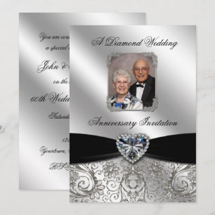Convite de Aniversário de Casamento de Diamante co