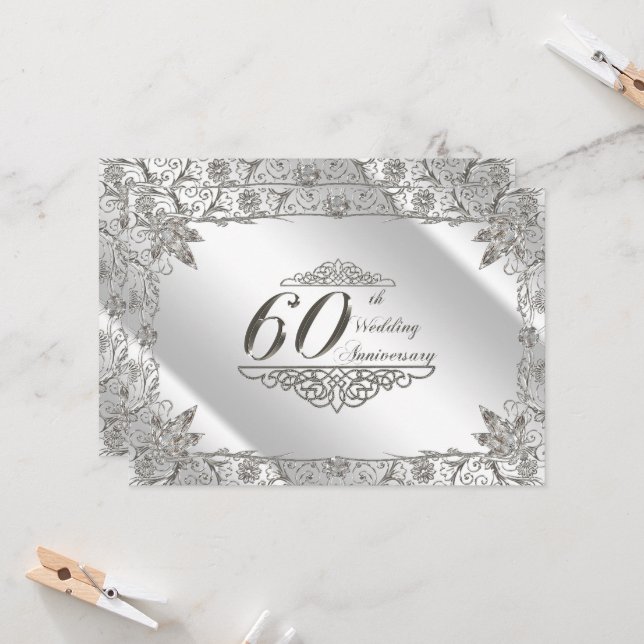 Convite de Aniversário de Casamento de Diamante Fl (Frente/Verso In Situ)