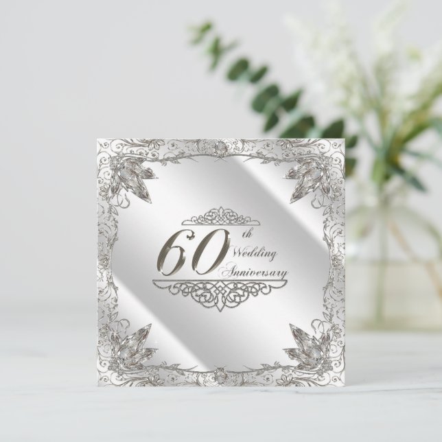 Convite de Aniversário de Casamento de Diamante Fl (Em pé/Frente)