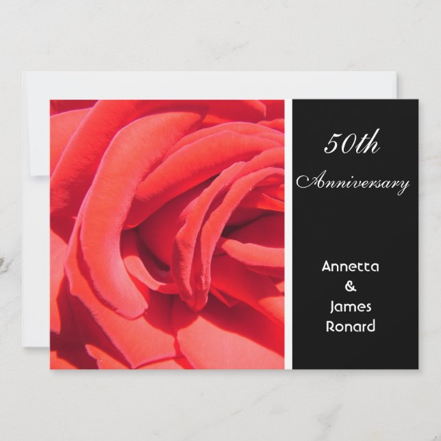 Convite de aniversário de casamento de flor de ros (Frente)