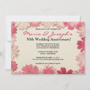 Convite de Aniversário de Casamento de Flores de