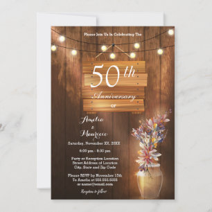 Convite de Aniversário de Casamento de Madeira Bri