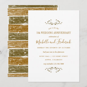 Convite de Aniversário de Casamento de Madeira de 