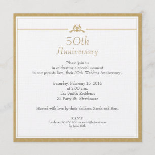 Convite de Aniversário de Casamento de Ouro