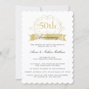 Convite de Aniversário de Casamento de Ouro 50 ano