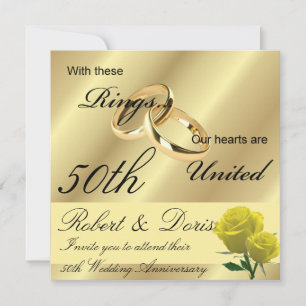 Convite de Aniversário de Casamento de Ouro 50 Ano