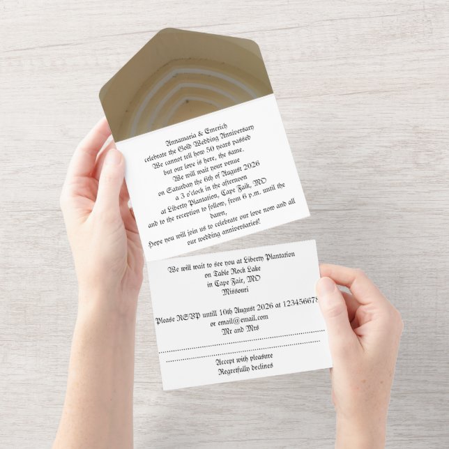 convite de aniversário de casamento de ouro 50 ano (Aba destacável)