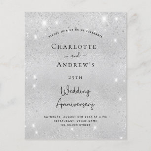 convite de aniversário de casamento de prata com b