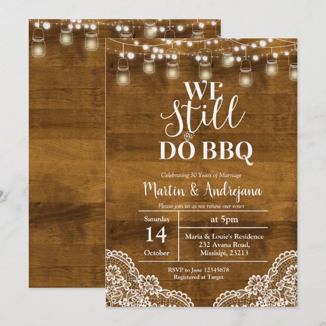 Convite de Aniversário de Casamento de Renda Nós A (Frente/Verso)