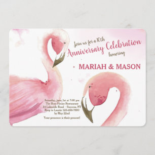 Convite de Aniversário de Casamento dos Flamingos