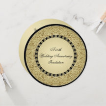 Convite de Aniversário de Casamento Dourado Flouri