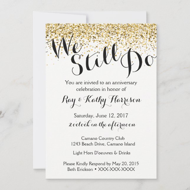 Convite de Aniversário de Casamento Dourado Nós Ai (Frente)