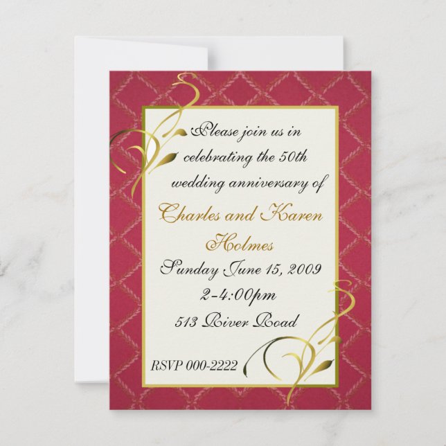 Convite de Aniversário de Casamento Elegante (Frente)