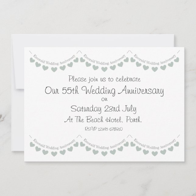 Convite de Aniversário de Casamento Esmeralda Mode (Frente)