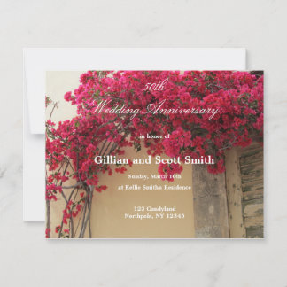 Convite de Aniversário de Casamento Floral de 50 a