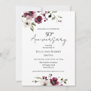 Convite de Aniversário de Casamento Floral Elegant