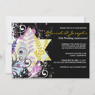 Convite de Aniversário de Casamento Judaico Star