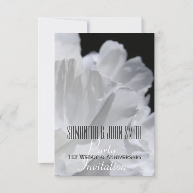 Convite de Aniversário de Casamento Peony 1st 2 (Frente)