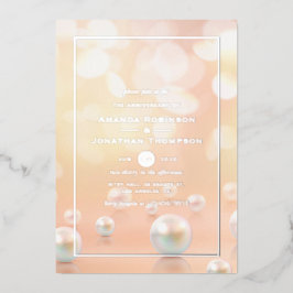 Convite de Aniversário de Casamento Pérola em Folh