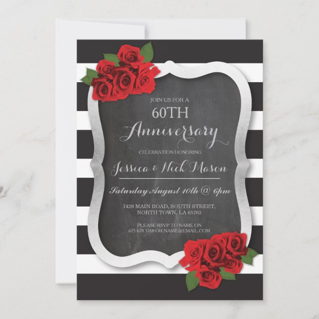 Convite de Aniversário de Casamento Prata Diamante (Frente)