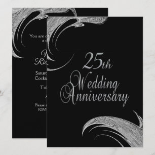 Convite de Aniversário de Casamento Prateado e Sof