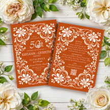 Convite de Aniversário de Casamento QR Chic Desgas