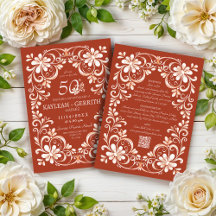 Convite de Aniversário de Casamento QR Shabby Chic