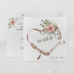 convite de aniversário de casamento rosa e hera